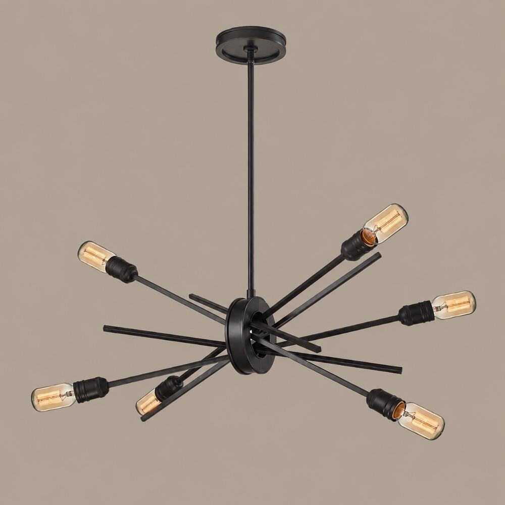 Modern Sputnik Chandelier Light Fixture Oil Rubbed Bronze 6 Light Ceiling Lamp